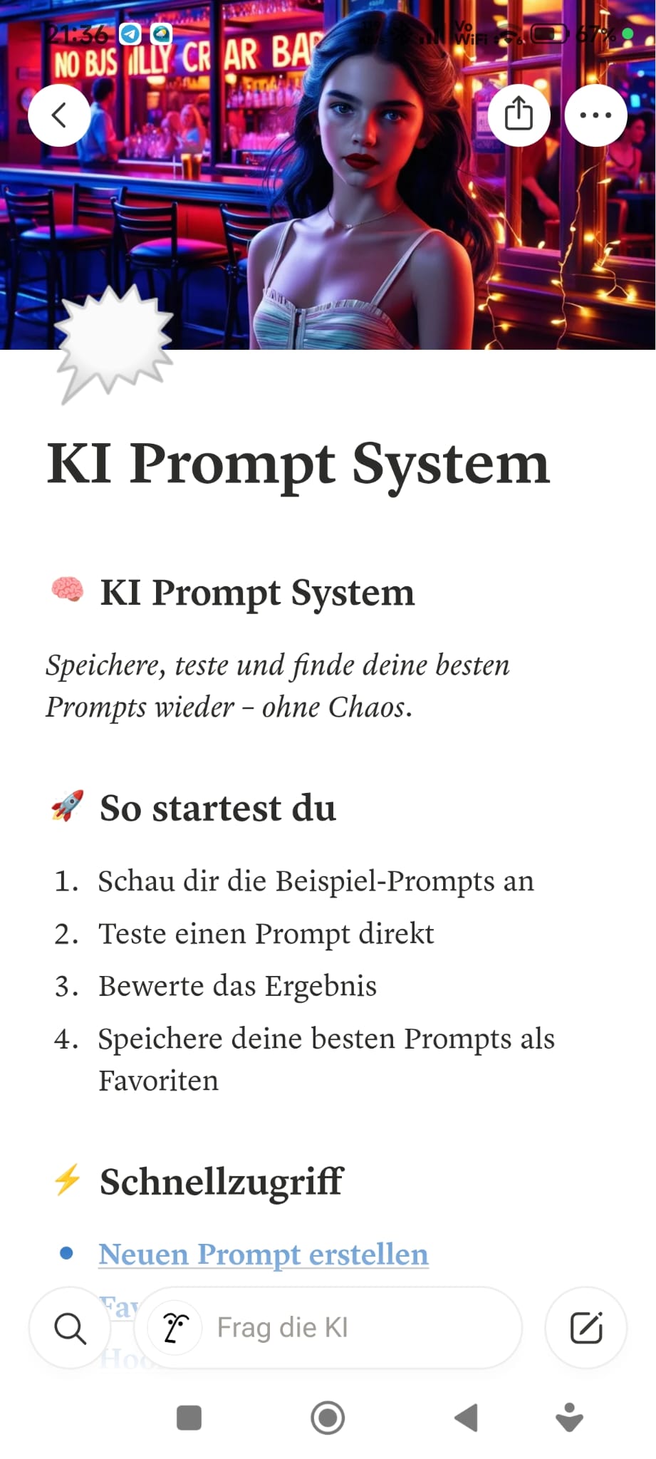 Notion KI Prompt Vorlage | Content